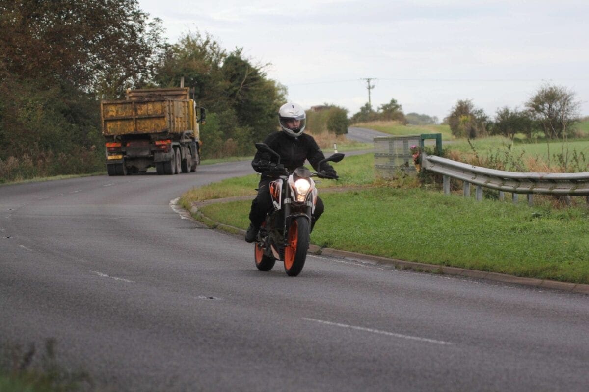Riding a motorcycle in wind
